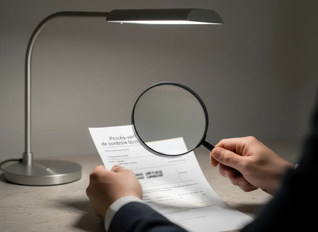 vérification document contrôle technique loupe