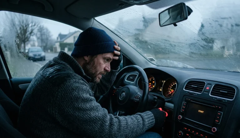 voiture qui ne démarre pas en hiver en France conducteur bloqué problème batterie voiture