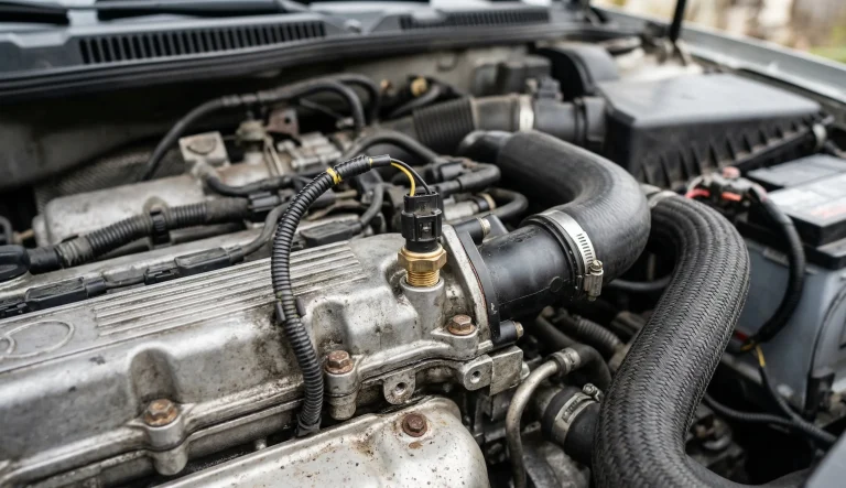 Emplacement de la sonde de température de liquide de refroidissement sur la culasse moteur