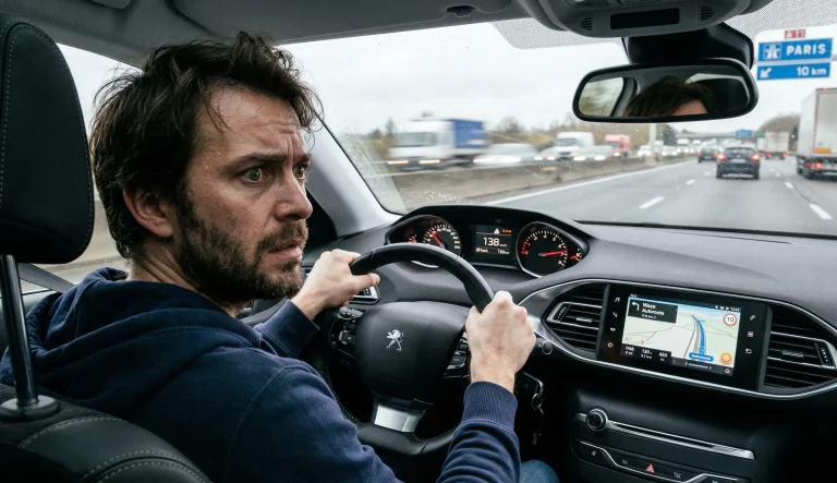 Conducteur paniqué dont la voiture accélère toute seule