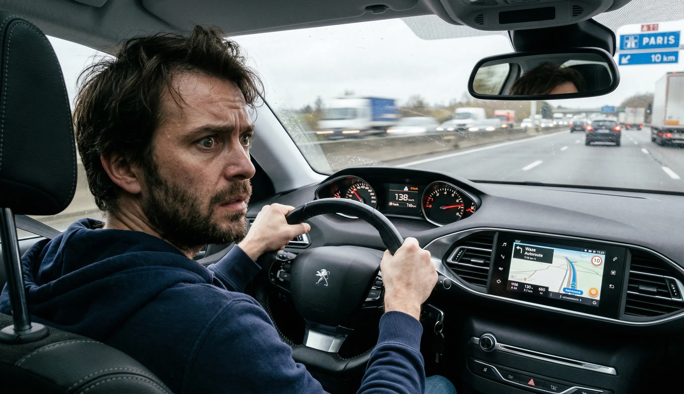 Conducteur paniqué dont la voiture accélère toute seule