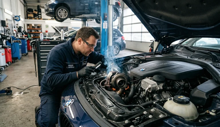 Moteur de voiture avec turbocompresseur défectueux provoquant un sifflement à l’accélération