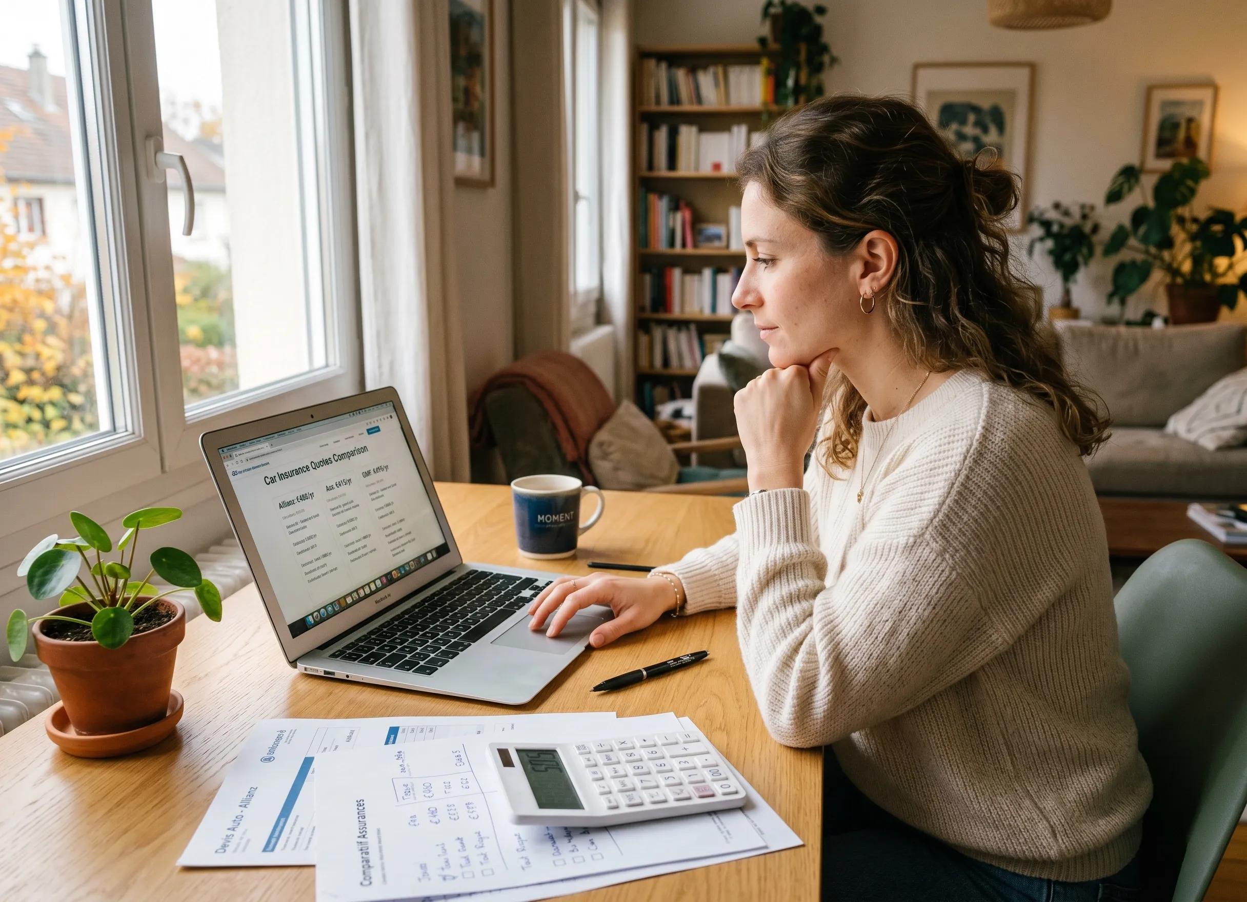 Personne comparant des offres d’assurance auto sur ordinateur pour réduire sa prime