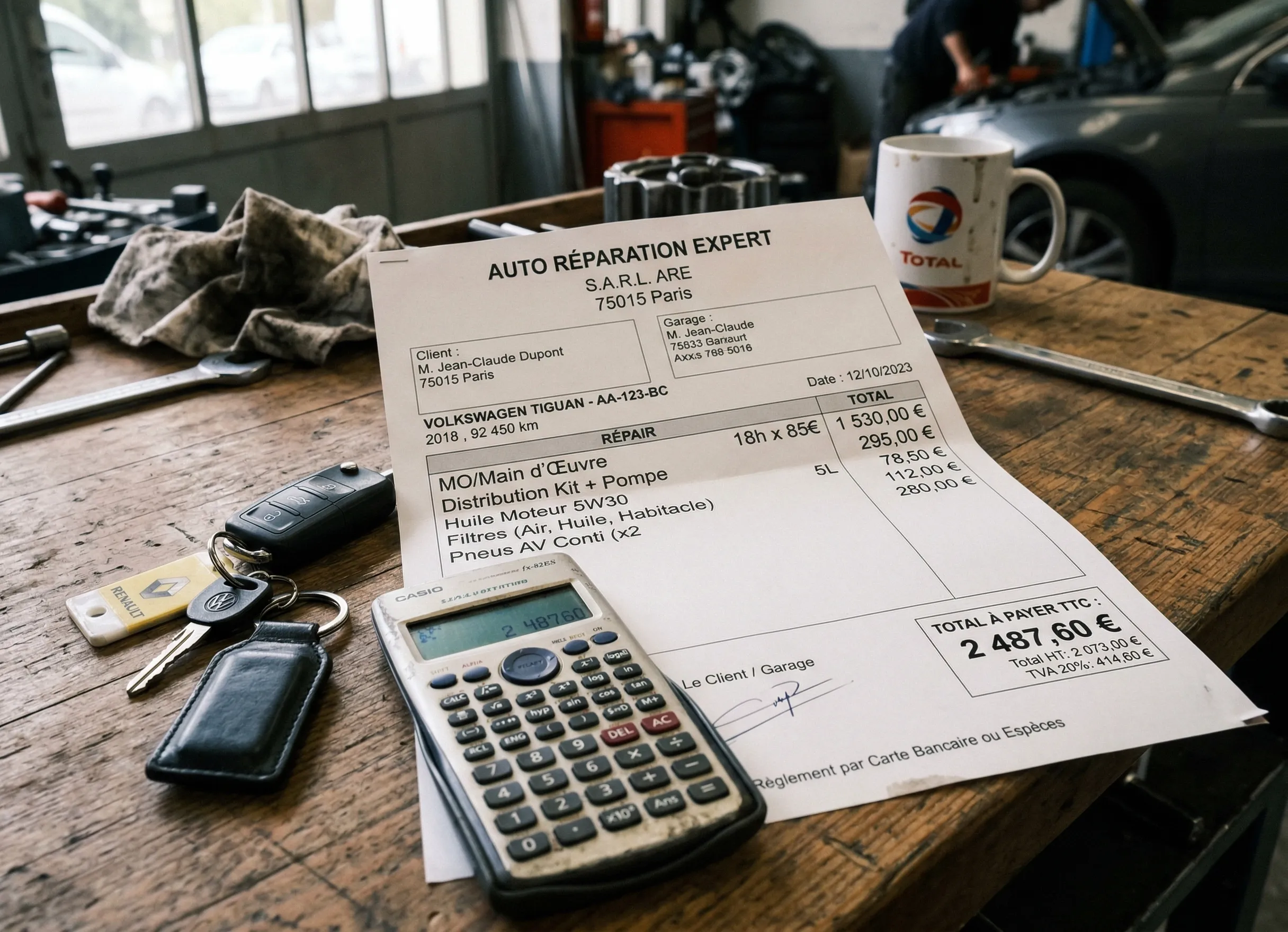 Coût réparation voiture facture garantie panne mécanique