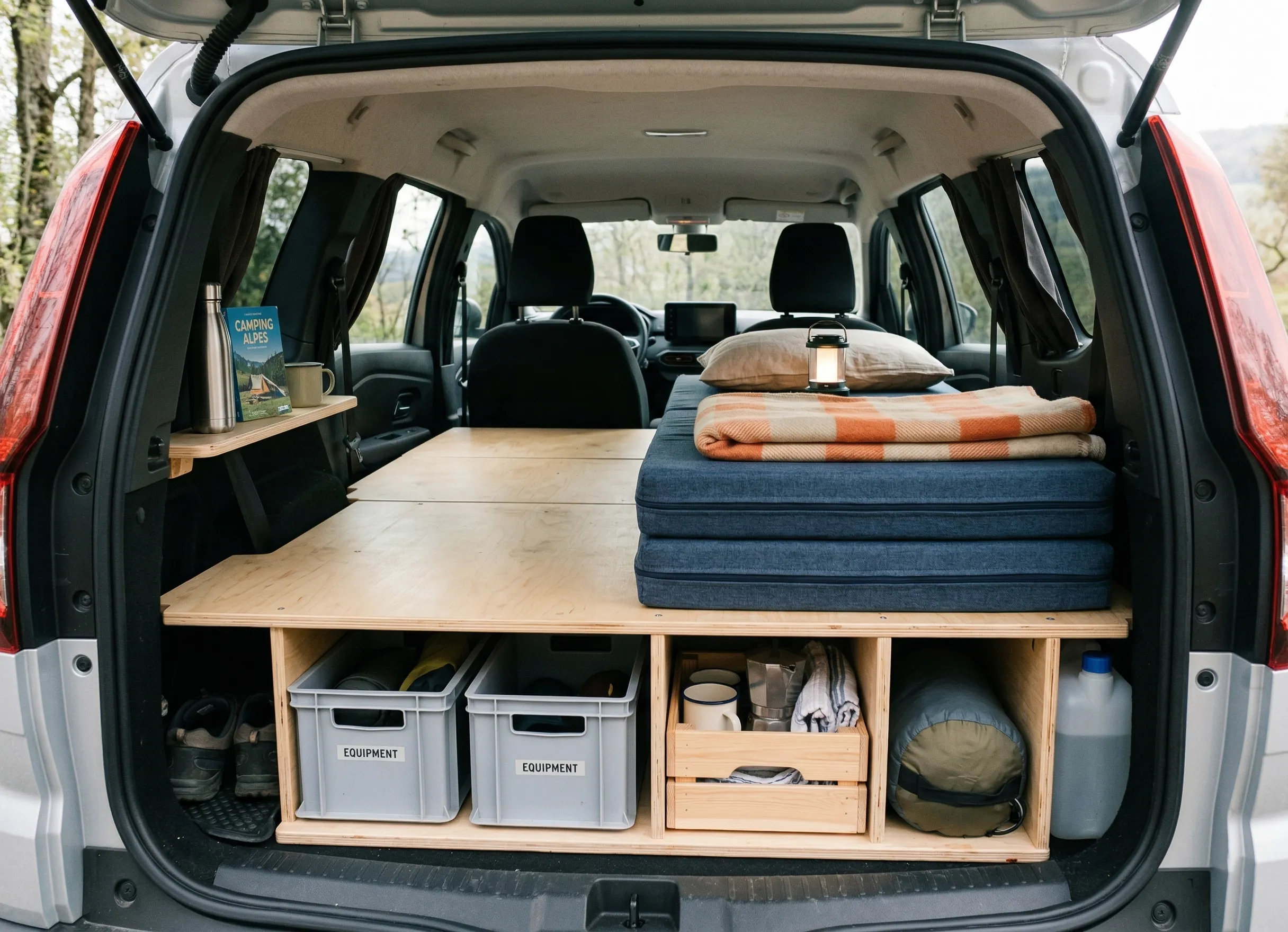 aménagement camping Dacia Jogger avec kit sleep InNature intérieur transformé en couchage pratique