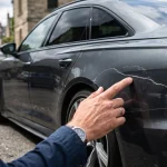 Comment effacer les rayures sur une voiture : inspection d’une rayure sur carrosserie