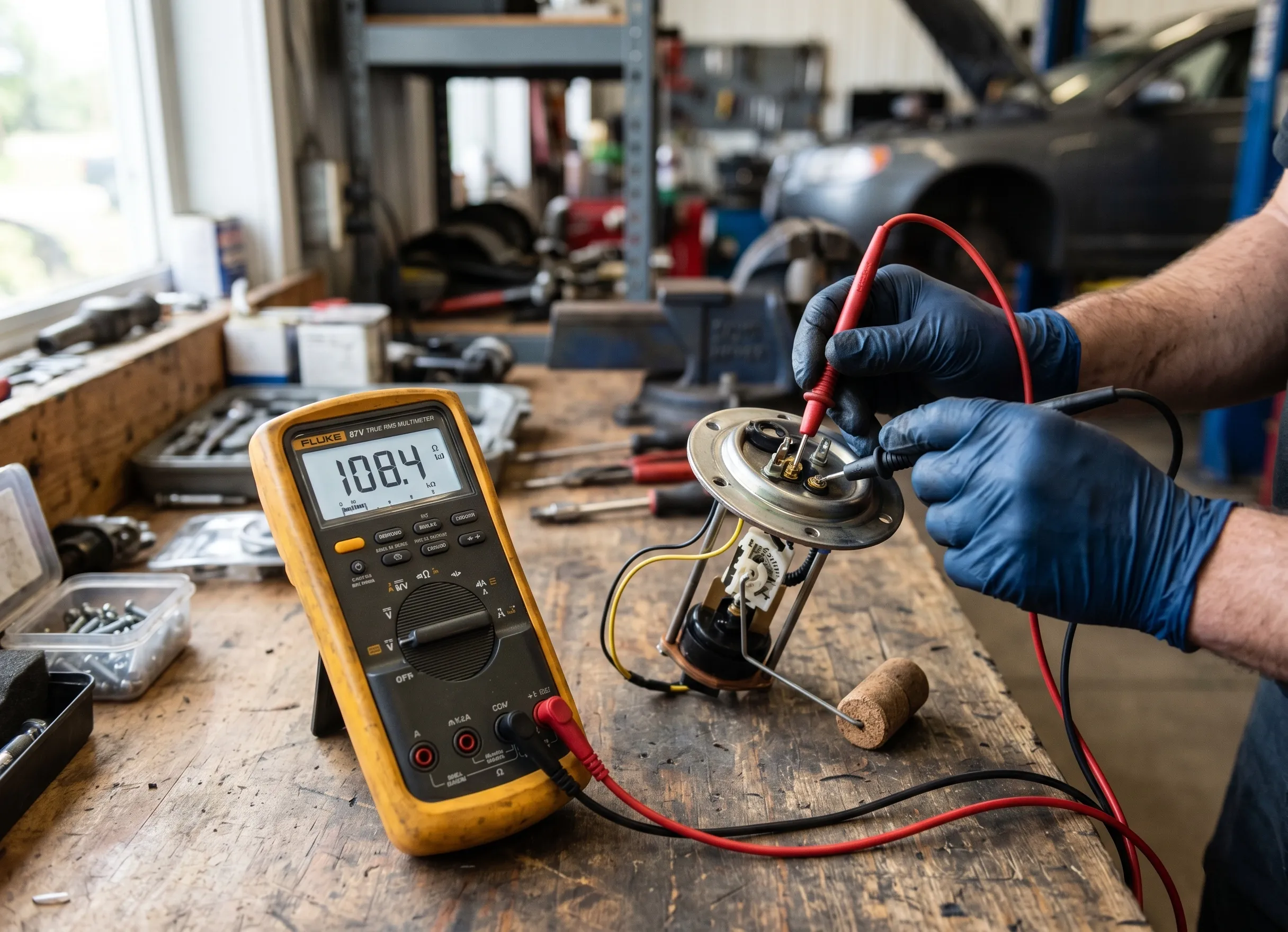 mesure résistance jauge carburant au multimètre ohms