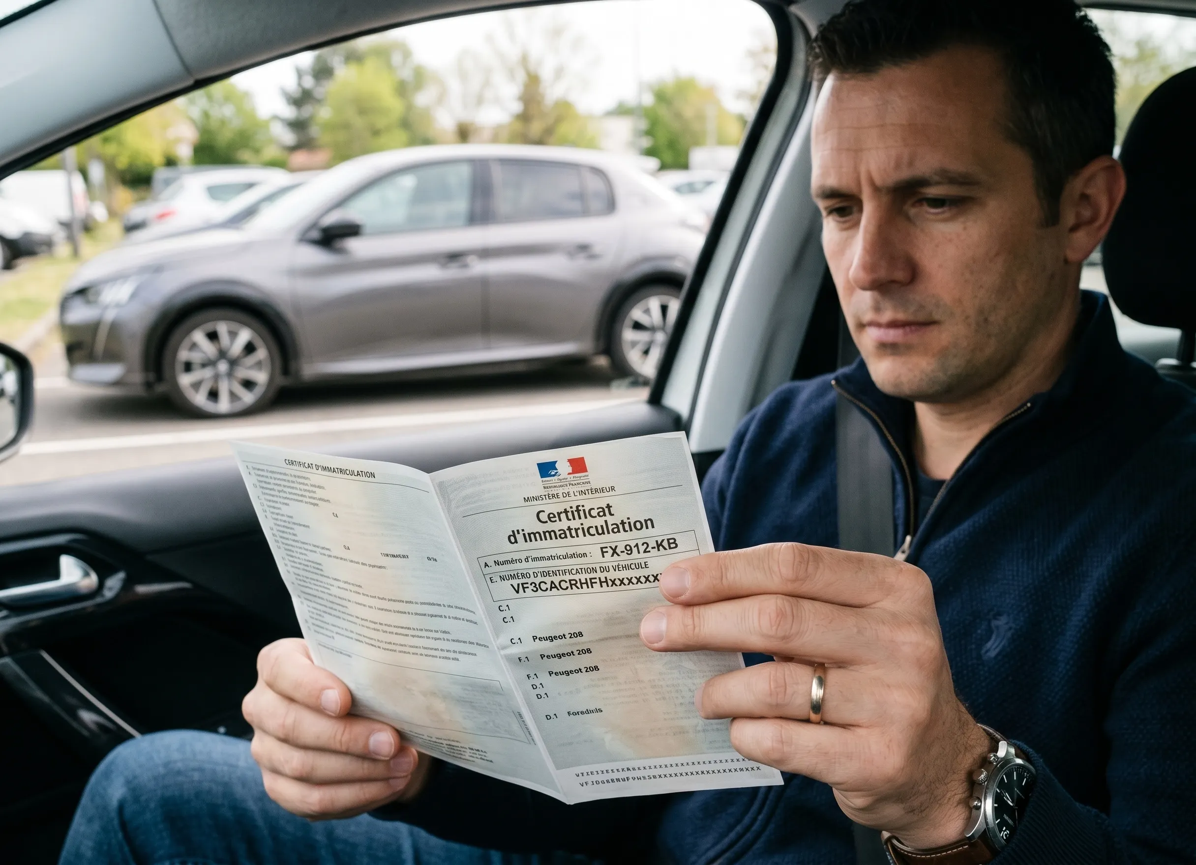 où trouver numéro VIN carte grise Peugeot 208