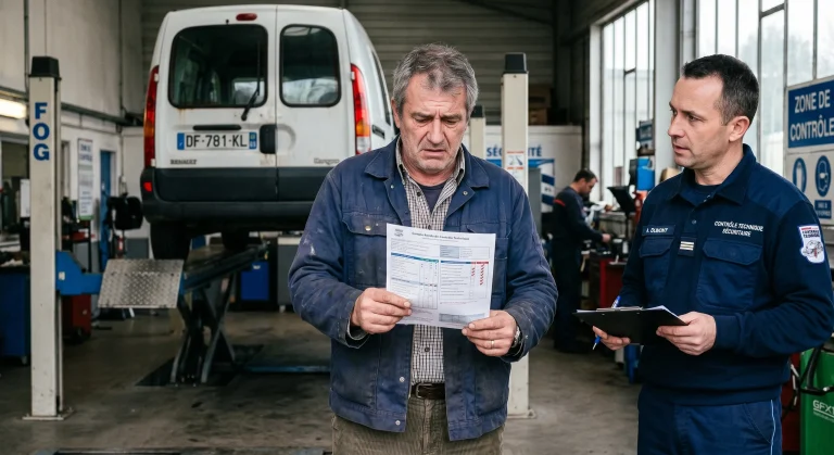 Propriétaire de voiture face à un contrôle technique défavorable dans un centre agréé